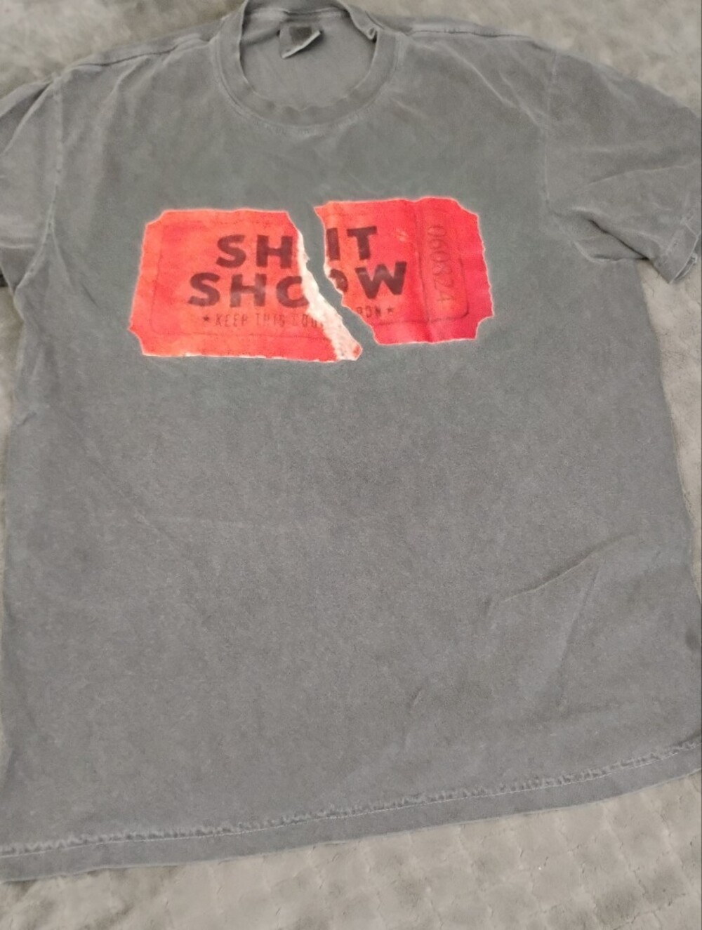 Men's Graphic Crewneck T-Shirt with Red Ticket Print